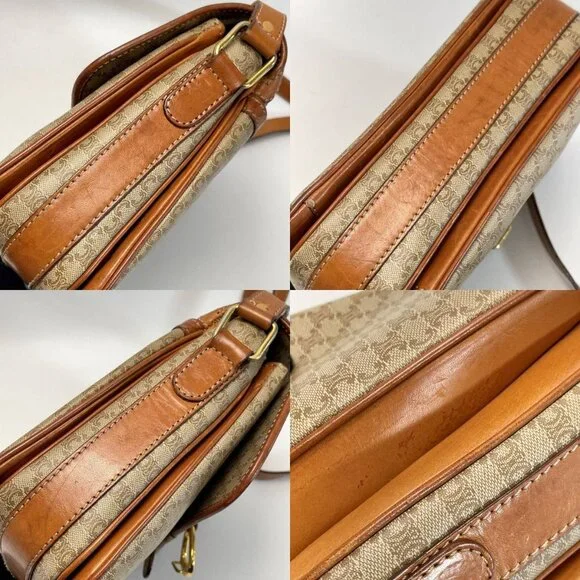 Celine Macadam Pattern Shoulder Bag Pochette Crossbody Gold Hardware - Picture 8 of 8